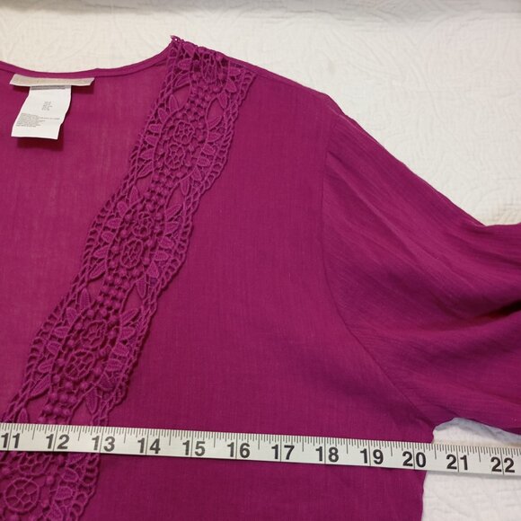 La Blanca Womens Crochet Trim Tunic Cover-Up Pink S 100% Cotton - Picture 9 of 11